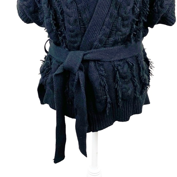 Zadig & Voltaire Corry Cows Cardigan Belt Sweater S Black Cotton Cashmere Loops - Picture 5 of 10